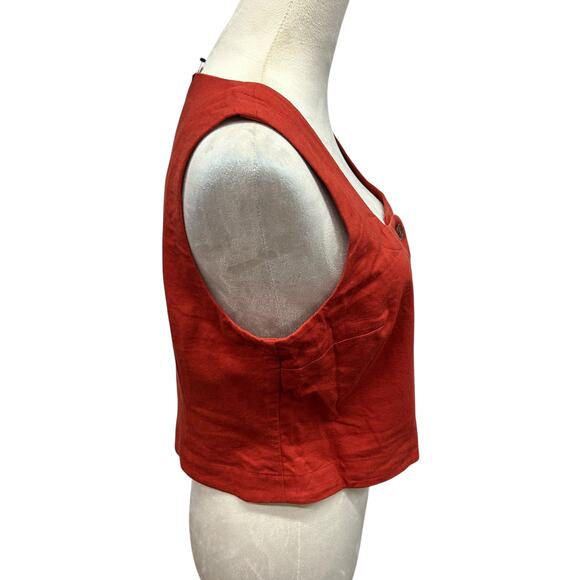 Effortless Chic Linen Blend Crop Tank Banana Republic‎ Rust Red NWT Size 10 - Picture 2 of 10